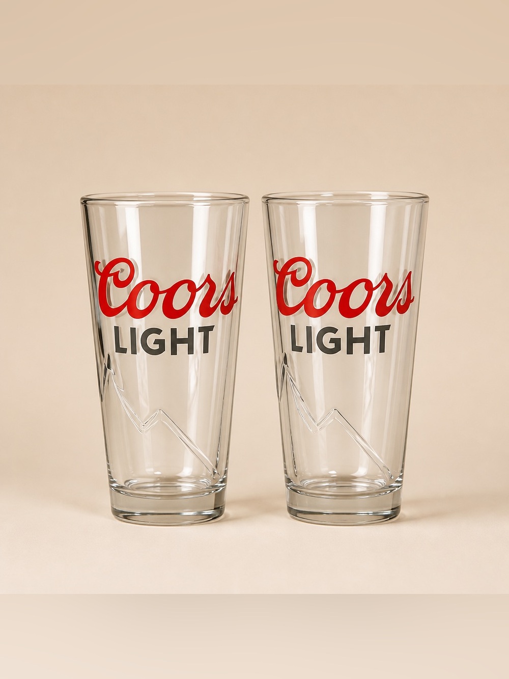 Set of 2 Coors Light Embossed Bottom Beer Glasses